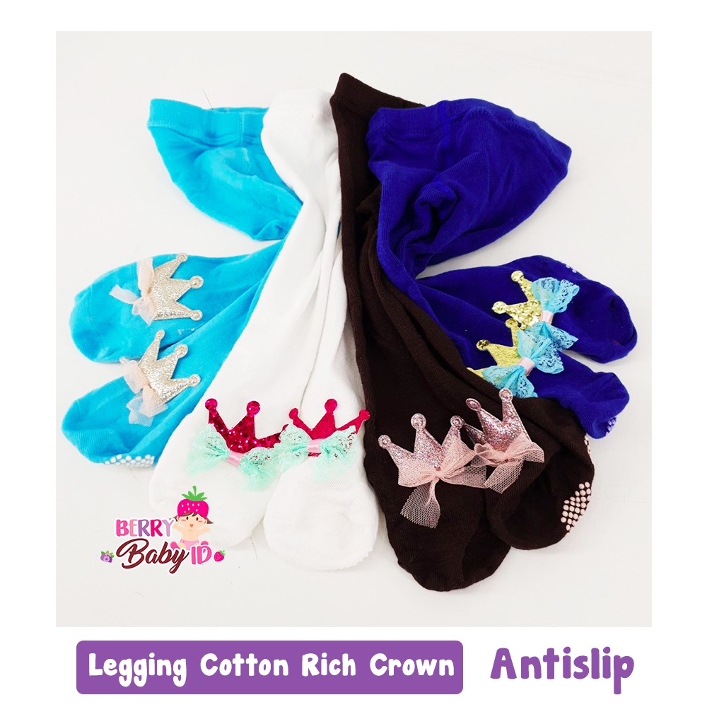 Cotton Rich Legging Anti Slip 3D Bayi 0-12 Bulan Crown Berry Mart