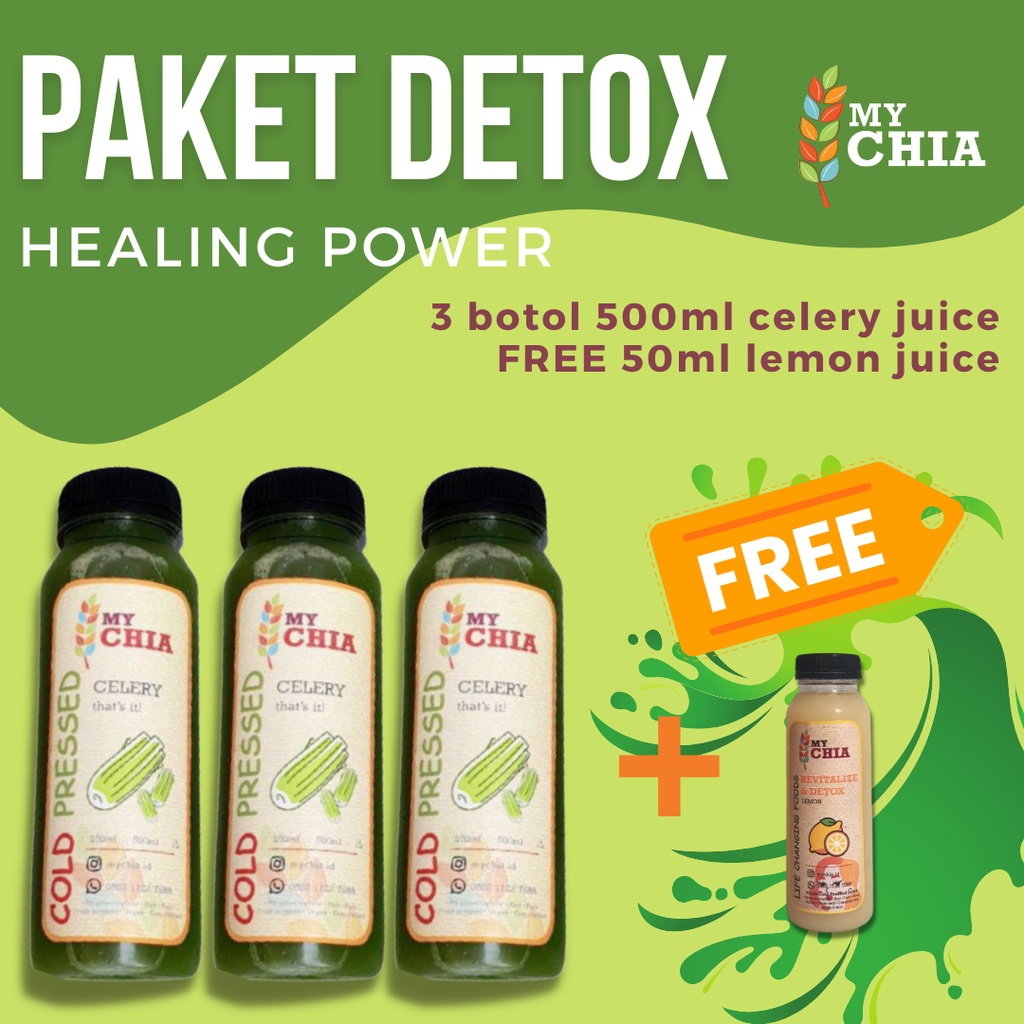 

Ay00! Paket Jus Seledri 3 Hari : Celery Juice Cold Pressed Level 1/2/3 3 Botol 500 Ml
