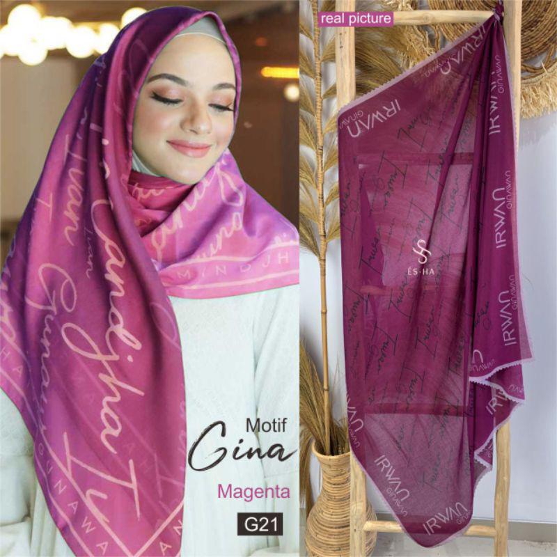 COD PROMO DENAY KW HIJAB SEGIEMPAT VOAL MOTIF / JILBAB DEENAY KW MOTIF TERMURAH-GINA MAGENTA