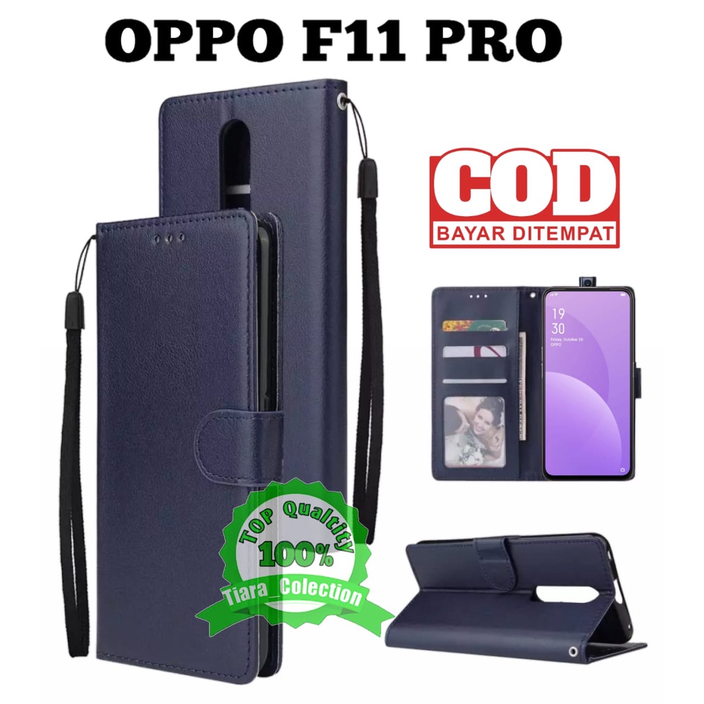 Leather Case OPPO F11 - F11 PRO Casing Standing Dompet Hp Slot Sim Card