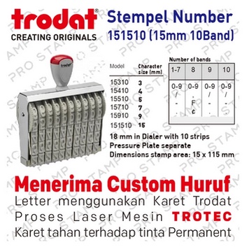 

Stempel Manual Angka 10 Digit 15mm / Trodat 151510