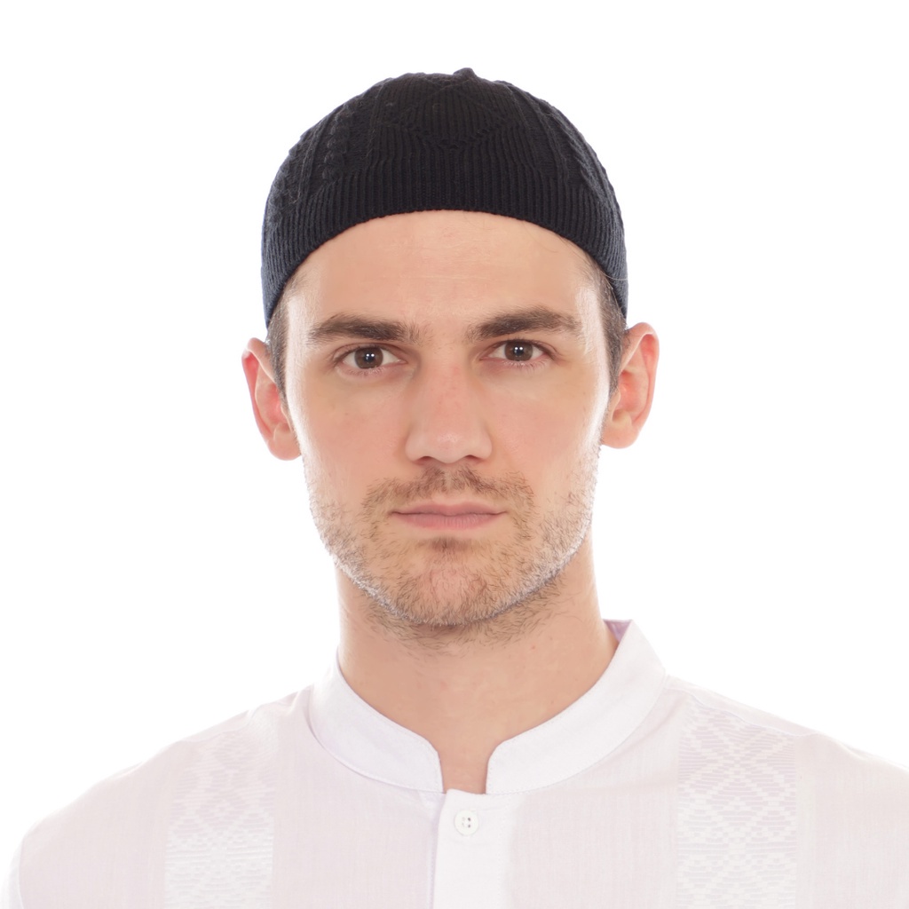 HIJRAHMEN Peci Rajut seri Madinah warna Hitam