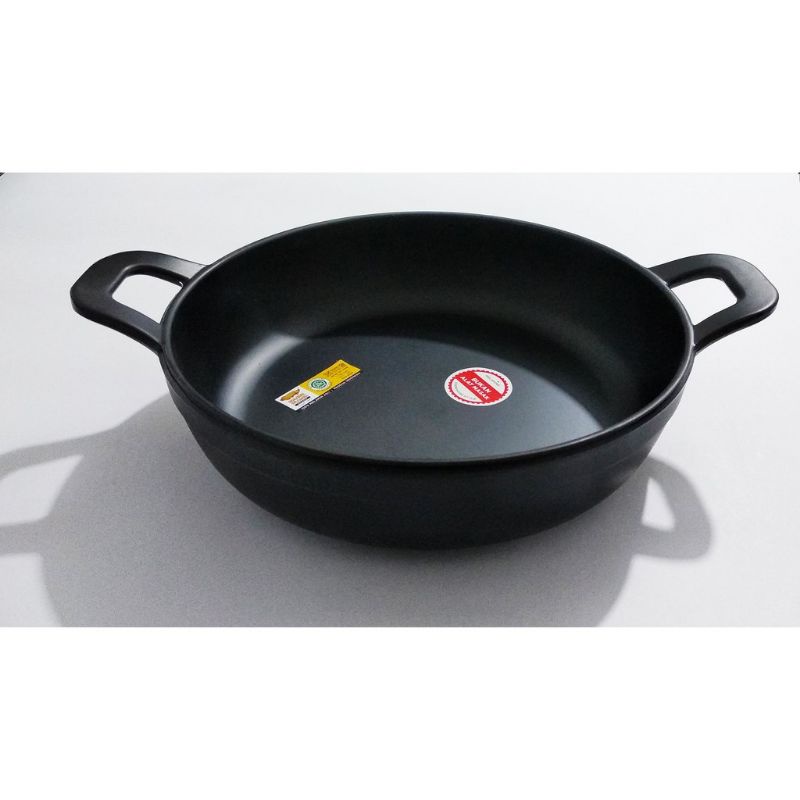 P7108A Piring model penggoreng gagang kuping 8inch hitam Golden Dragon Melamine