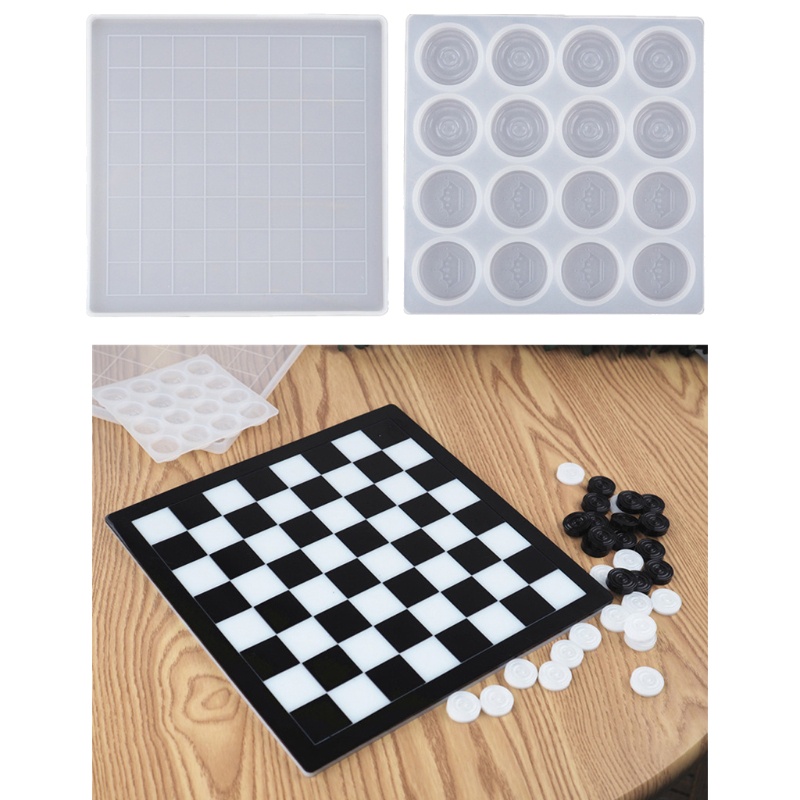 SIY  Handmade Chess Set and Checker Game Board Resin Casting Mold International Checkers Toy Silicone Mould Epoxy Resin Craft