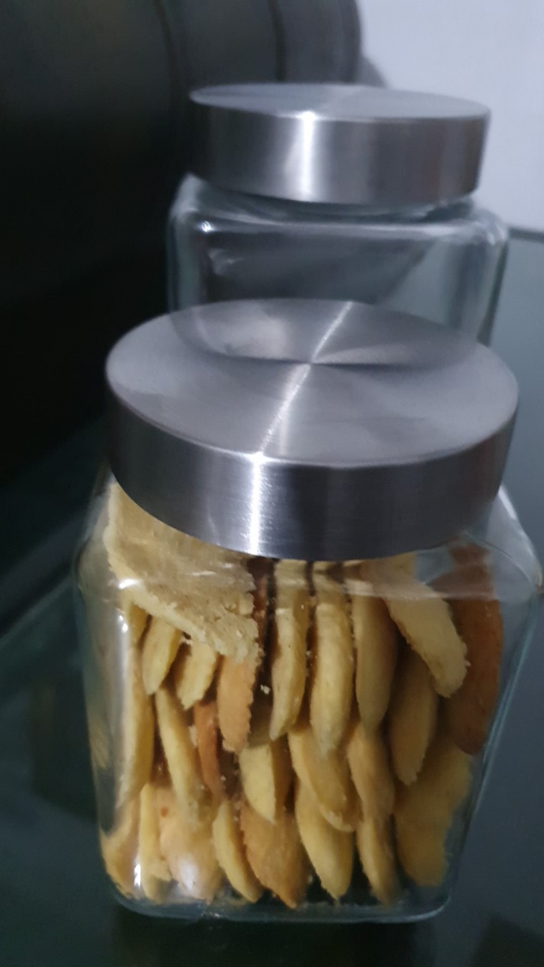 Jar Toples Kaca Square Tutup Aluminium Bening Size 829 Ml Wadah Makanan Snack Packaging Isi Ulang