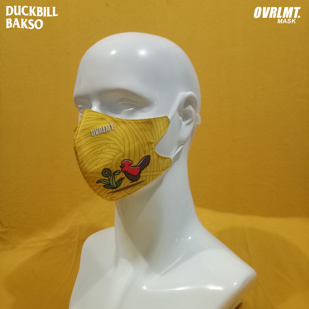 Masker duckbill overlimit Bakso masker Kain Pria Wanita Cowok Cewek hijab Tali Karet Elastis 3 PLY