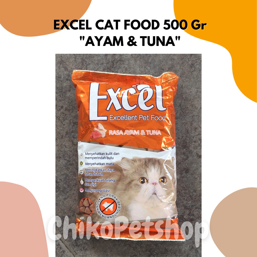 EXCEL CAT FOOD Makanan Kucing Rasa Ikan Tuna &amp; Ayam Tuna Kemasan 500 Gr