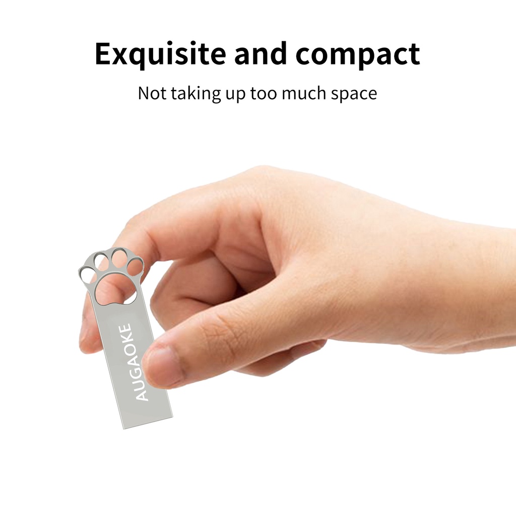 Usb 3.0 Flash Drive Transfer Data Bentuk Cakar Kucing Bahan Metal Untuk AUGAOKE 8 / 16 / 32 / 64 / 128GB