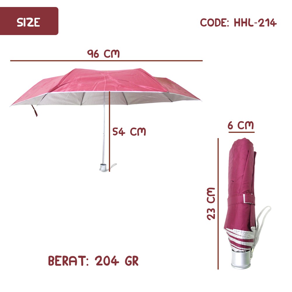 Payung Lipat 3 POLOS SAKURA CHERRY Style Korea Jepang Trendy Umbrella Unik - HHL-214