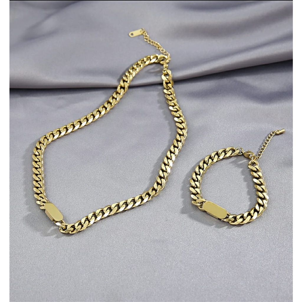 Set Kalung Dan Gelang Wanita Titanium / Set Titanium Gelang Kalung / Gelang Tangan Rantai Wanita / Kalung Rantai Wanita Emas / Kalung Tangan Wanita Asli Titanium / Gelang Wanita Branded / Gelang Tangan Wanita Import