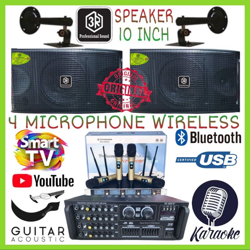 Paket Karaoke Professional Sound 3R 10 Inch Live Akustic 4 Mic Wireless Karaoke Smart TV