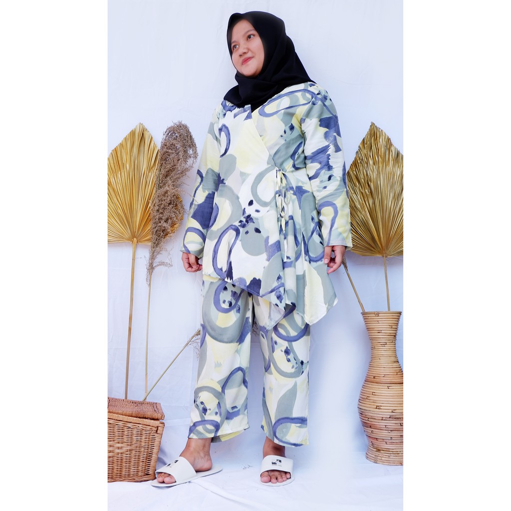 Kimono Set / Piyama Set Kimono / Daily Set / One Set Rayon / Baju Tidur Kimono Wanita