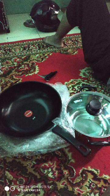 Penggorengan 32cm Wajan Frypan Teflon Stainless Steel Kuali Anti Lengket