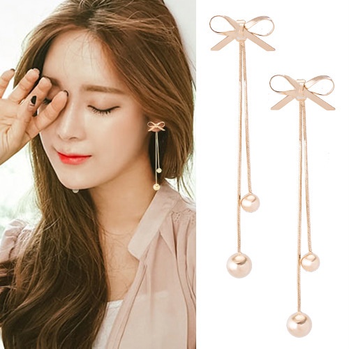 Korea fashion style elegan anting-anting liontin panjang kepribadian fashion rumbai logam anting-ant