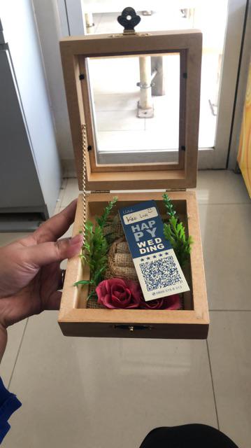 Kotak Cincin Kayu + Bunga Untuk Seserahan/ Kcb