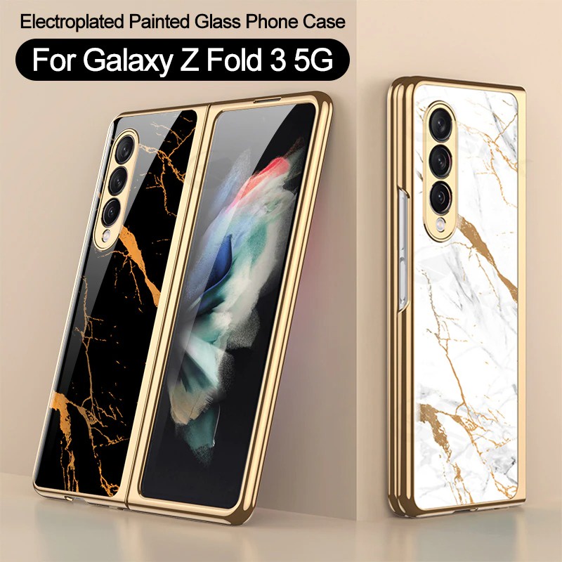 case gkk original for samsung galaxy z fold 3 2021 luxury tempered glass case z fold 3