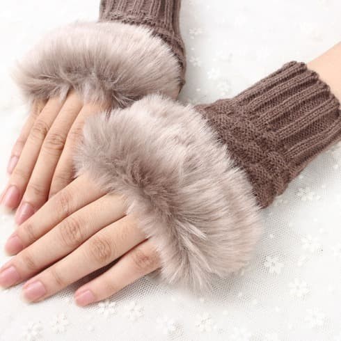 KN-03 half finger winter gloves sarung tangan musim dingin glove bulu halus tebal