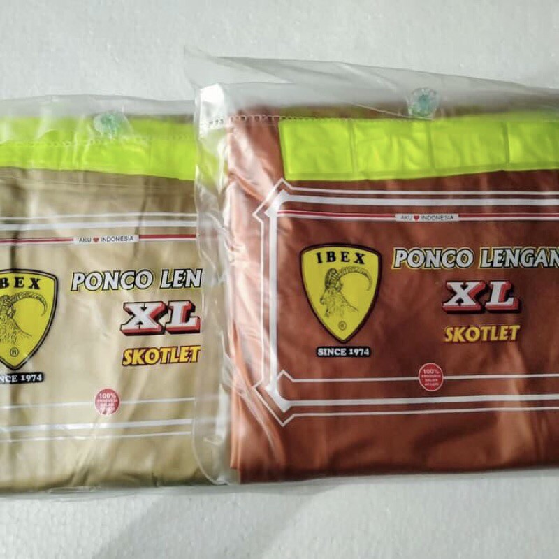 Jas Hujan Ponco Lengan XL Skotlet Ibex (BIG SIZE)/Jas Hujan Bahan 100% PVC Tebal Ukuran XL (MURAH)