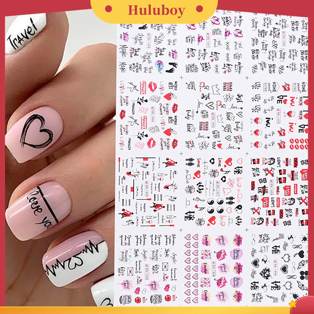 Huluboy Huluboy♡ 1 Lembar Stiker Kuku Motif Hati Untuk Salon Kecantikan