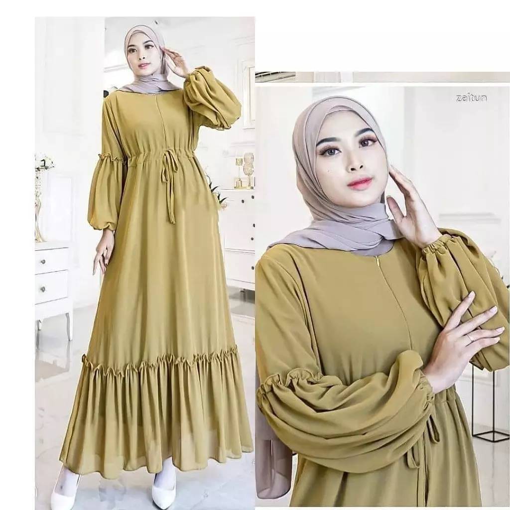 GAMIS WANITA DINNA MAXI DRESS BAHAN CERUTY BABYDOLL ( BUSUI FRIENDLY ) GAMIS CERUTY WANITA / GAMIS TERBARU 2023 KEKINIAN / MAXY DRESS JUMBO KEKININA  / PAKAIAN BAJU MUSLIM MODERN KEKINIAN / DRESS BUSUI FRIENDLY