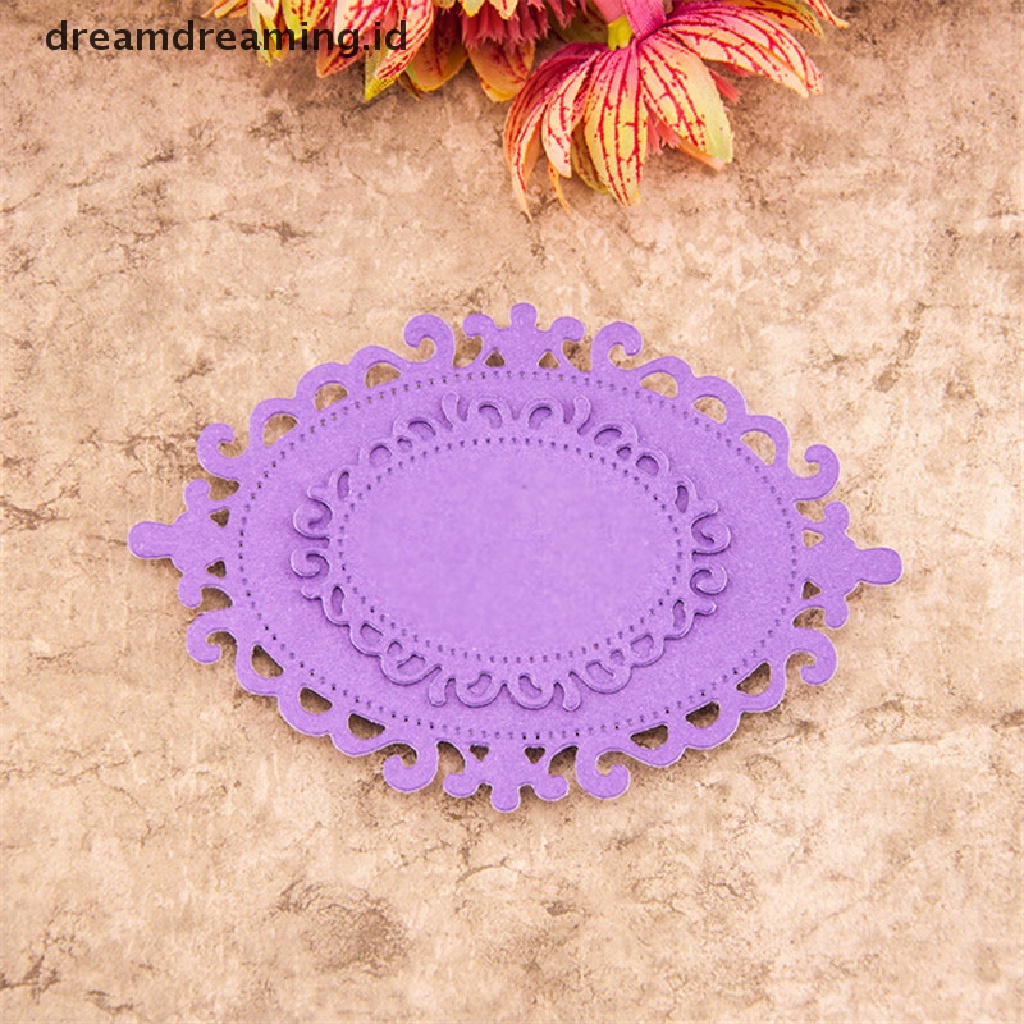 Cetakan Stensil Cutting Dies Motif Oval Bahan Metal Untuk Scrapbook / Craft DIY / Kartu