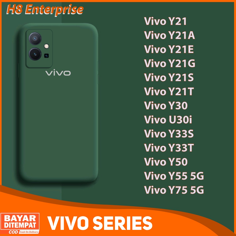 Casing Vivo Y21 Y21A Y21E Y21G Y21S Y21T Y30 Y30i Y33S Y33T Y50 Y55 5G Y75 5G Case Candy Frosted Liquid Microfiber Suede With Brand Logo Silicon Camera 3D Protection Camera
