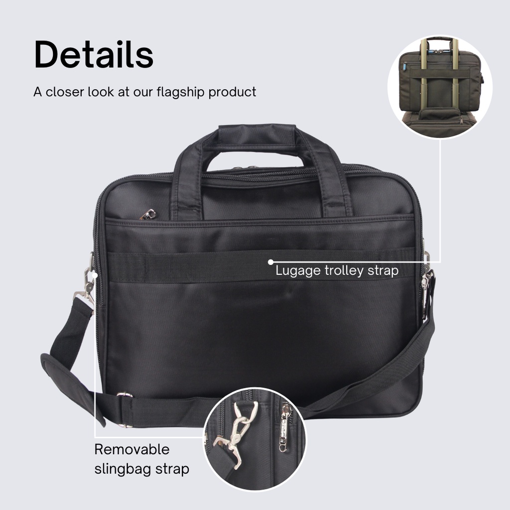 Tas Kantor Kerja Pria Selempang Jinjing bisa expanding - Briefcase Original Import Polo Hummer