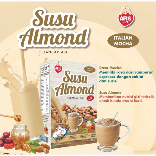 BELI 2 FREE Afis 60Gr AFIS SUSU ALMOND PELANCAR ASI BOOSTER ASI  Teh Pelancar Asi  Halal Afislife Kacang Almon Daun Katuk Madu 200 gr Asi Booster Tinggi DHA