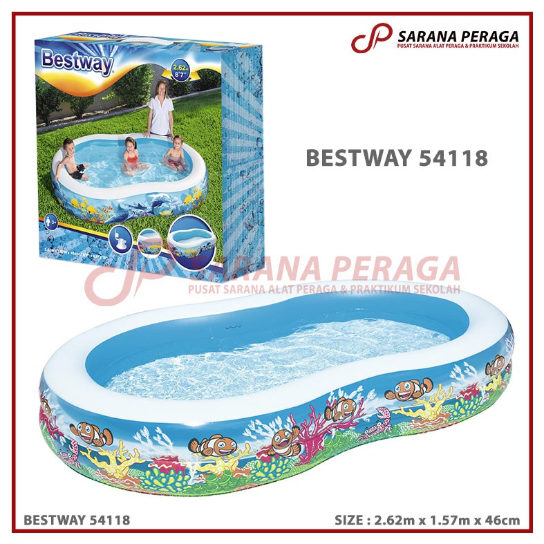 SaranaPeraga - Kolam Renang Karet Bestway 54118 / Kolam Renang Anak / Kolam Renang 2,62x1,57x46 cm -