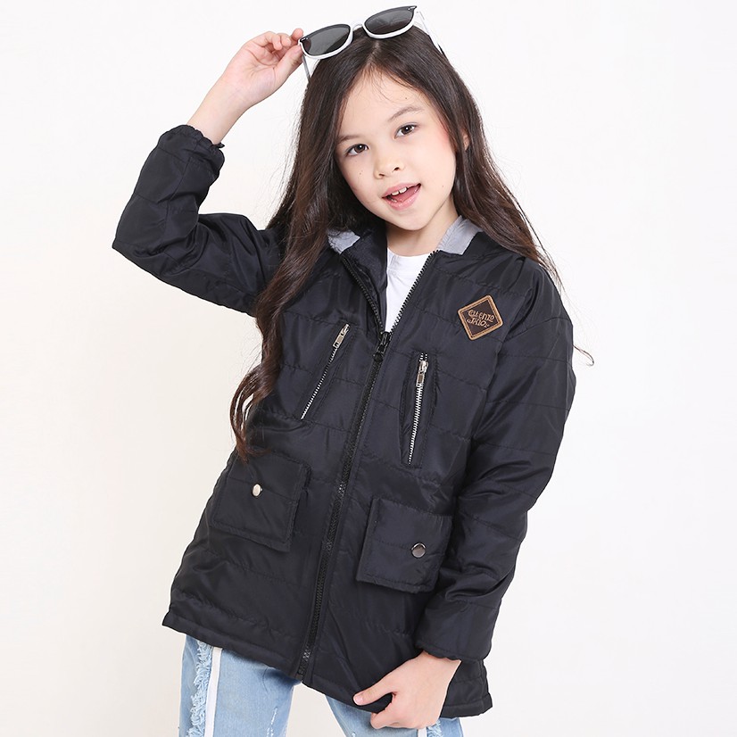 Jaket anak perempuan bahan parasit hitam Catenzo Jr cdi141