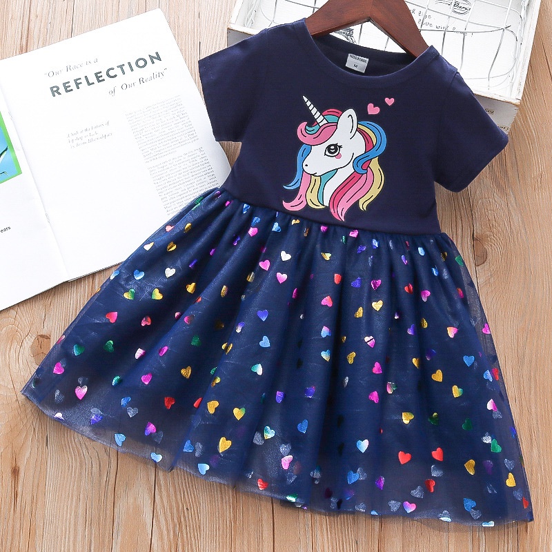BOBOHO - DRESS IMPORT ANAK PEREMPUAN LUCU UNICORN / DRESS IMPORT 1-4 TH