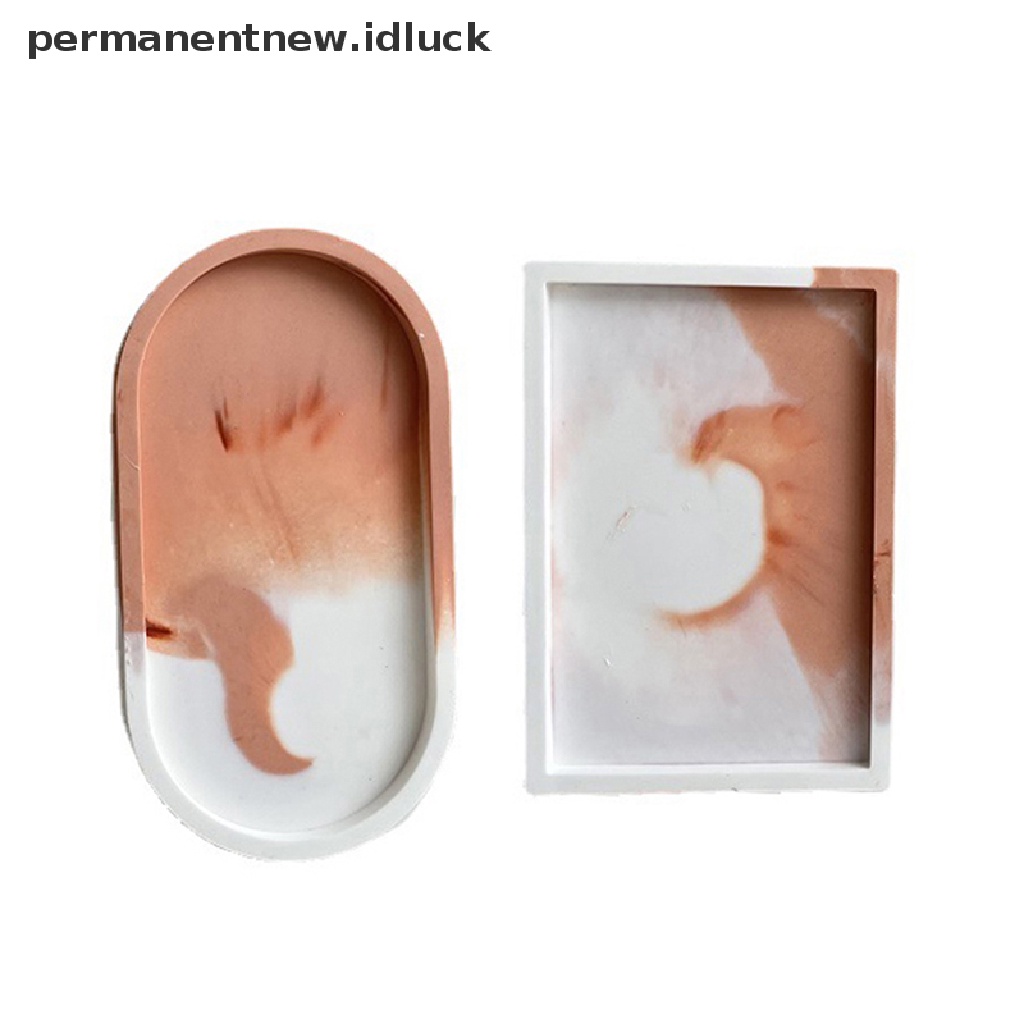 Cetakan Baki Penyimpanan Pot Bunga Resin Bentuk Oval Persegi Panjang Bahan Silikon