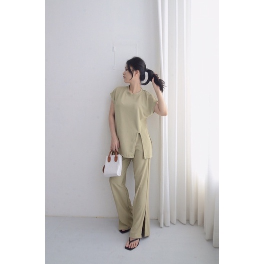 Selim Label Sadie Set Pants Knit Set Highwaist Knit Pants Setelan Knit