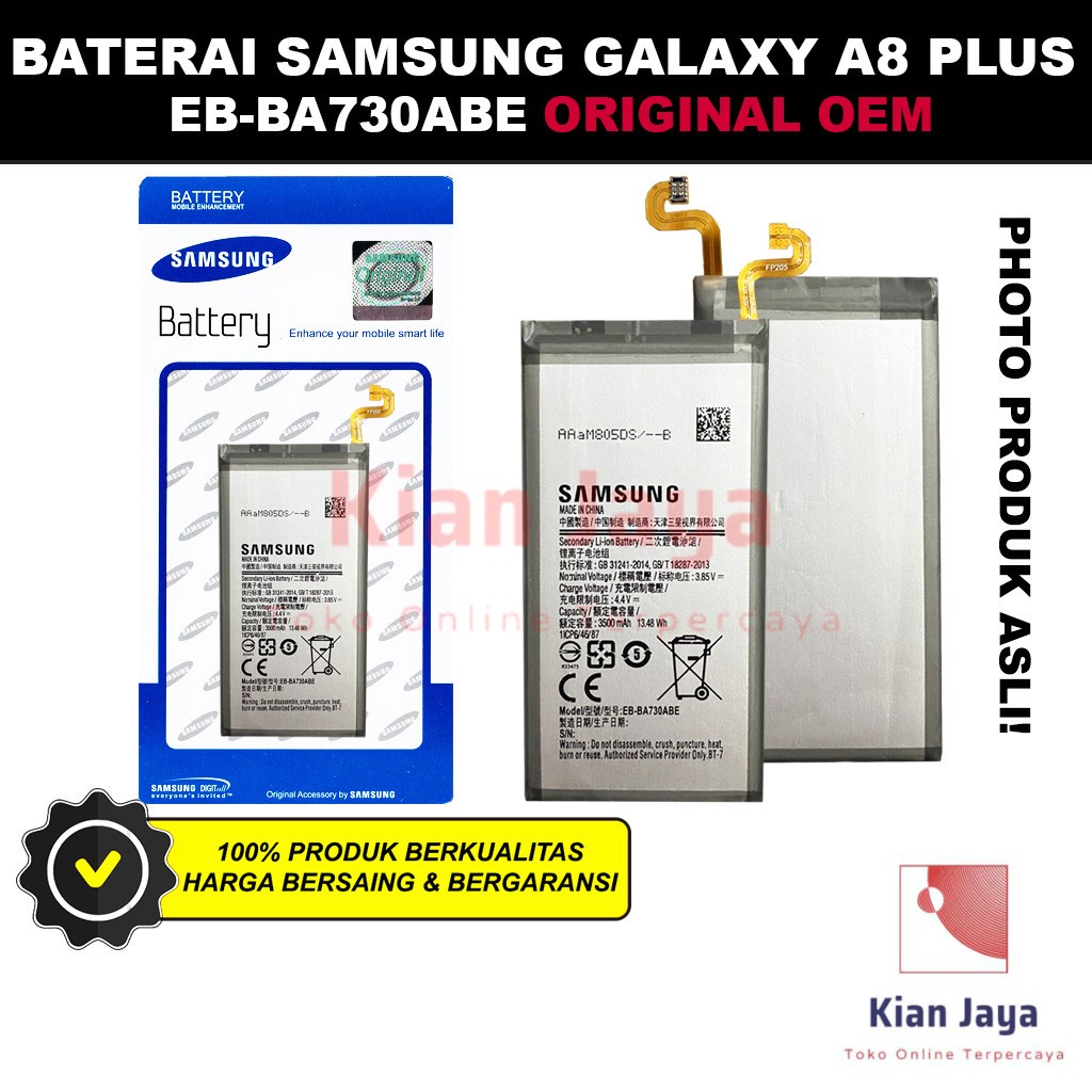 Baterai Samsung Galaxy A8 Plus A8+ 2018 A730F Original OEM Batre Batrai Battery Hp EB-BA730ABE Ori