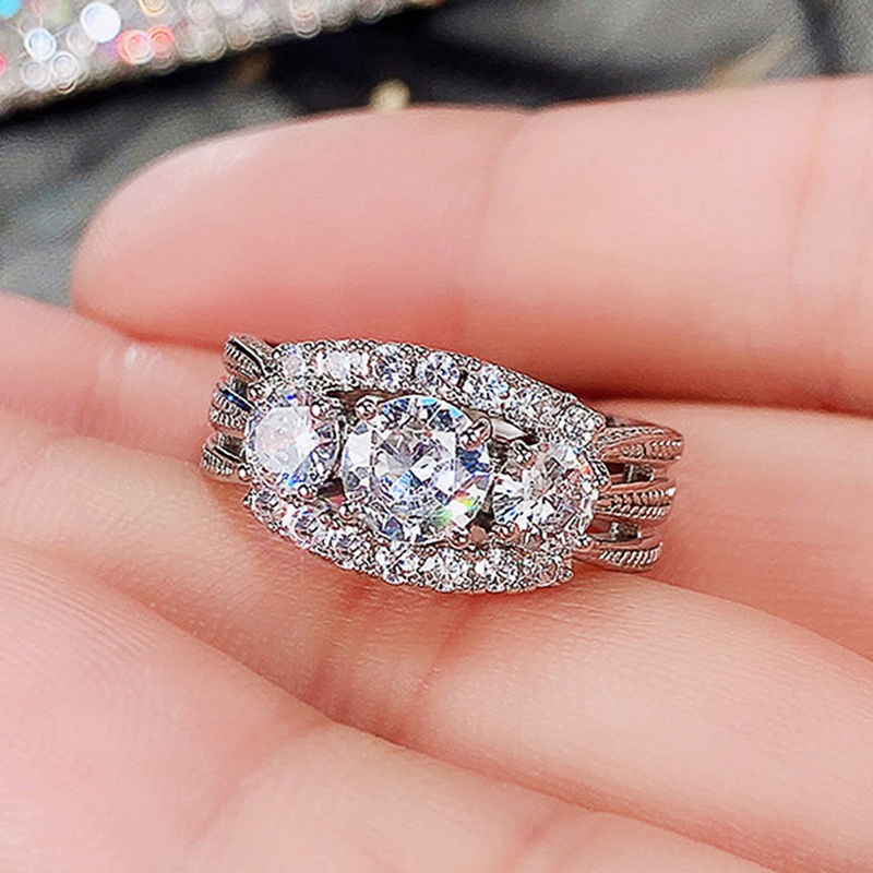 Cincin Wanita Hias Cubic Zirconia Untuk Pernikahan