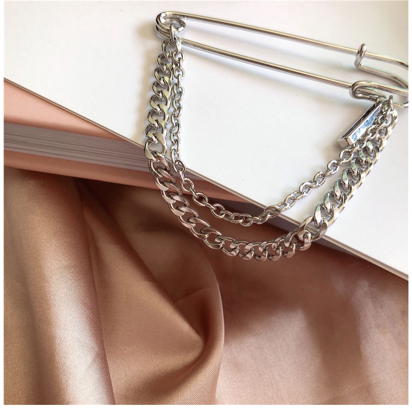 Bros Pin Rantai Gaya Retro Hip-Hop Hipster Street-Brooch