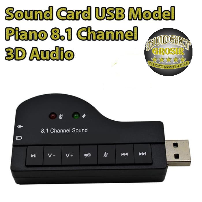 Sound Card USB Model Piano 8.1 Channel 3D Audio - F23839 - Black--GOOJODOQ