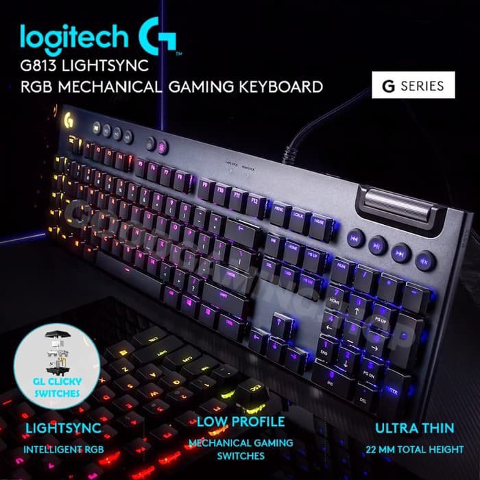 Keyboard Logitech G813 LightSync - Gaming - Ultra Thin - GL Clicky Ori