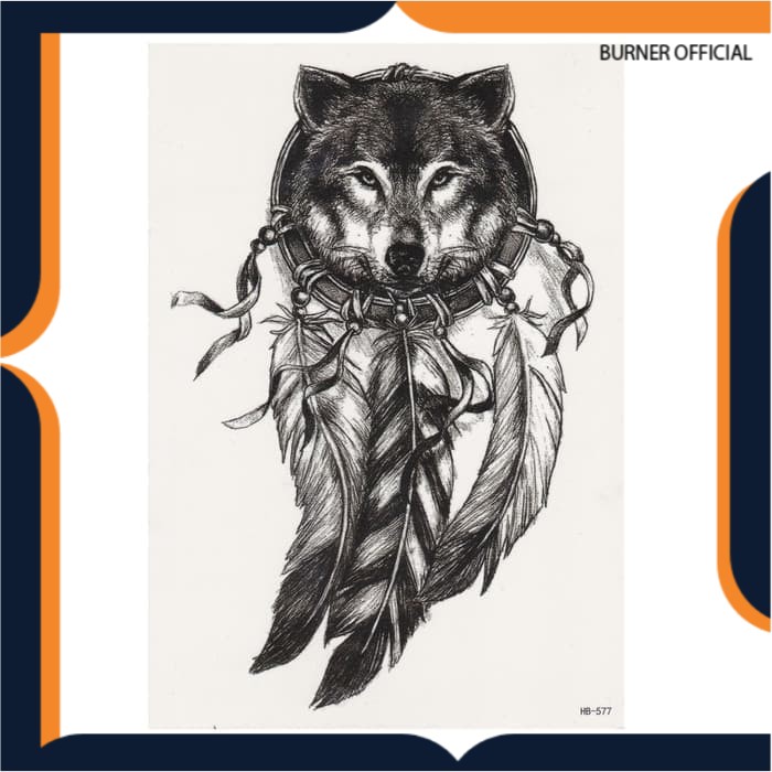 HB577 TATO TEMPORER TEMPEL PRIA / Temporary Tatoo sticker palsu WOLF SERIGALA