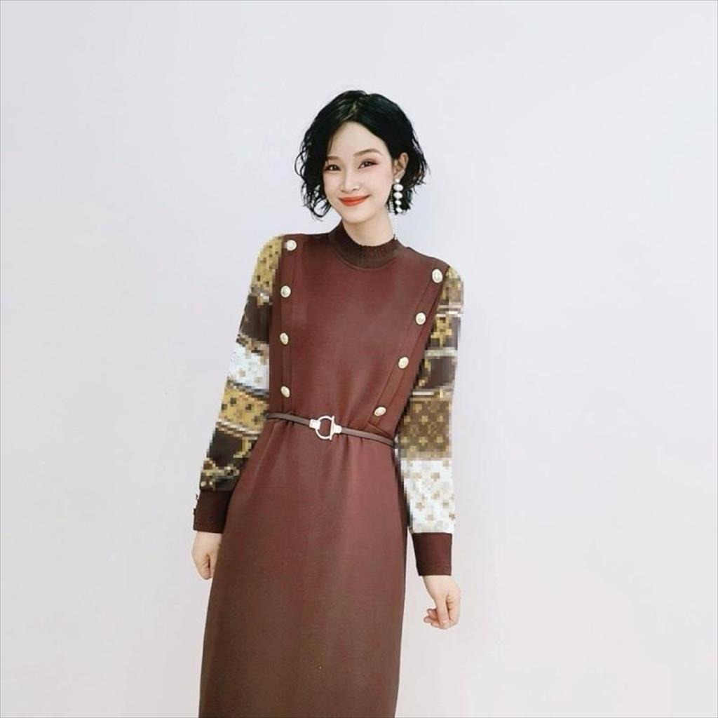 DRESS IMPORT WANITA WITH BELT/ SATIN CASUAL DRESS LENGAN BATWING MOTIF