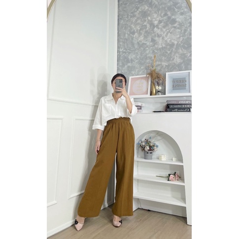 PRANA COLLECTION || Madeline Crop & Cullotes Set-Coklat