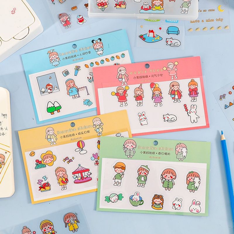 

stiker PET cute girl waterproof planner scrapbook journal dan diary