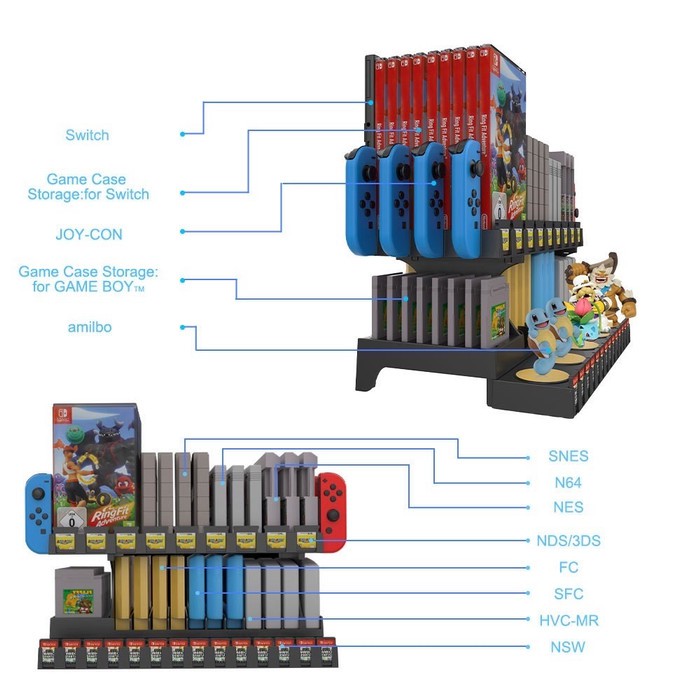 JYS NS198 Multifunctional Game Storage And Display Stand  Rak Games