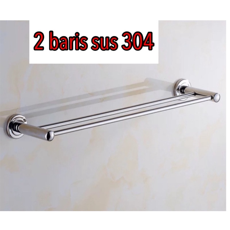 RAK DINDING KAMAR MANDI Rak Handuk rak kamar mandi gantungan handuk/ Rak handuk model toto/ rak handuk 2 baris 60 cm/ Rak 2 susun stanlis,rak kmr mandi,rak sabun dan shampo,rak dapur/ rak handuk 2 baris/ rak handuk 2 susun model toto