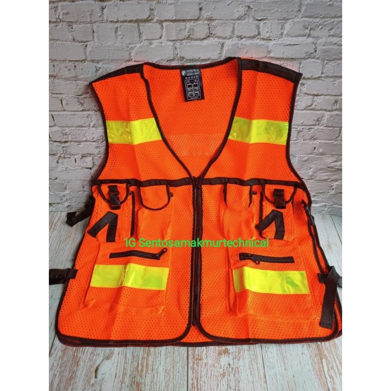 Rompi Jaring Safety 6 Kantong Vest Scotlite Hijau dan Orange