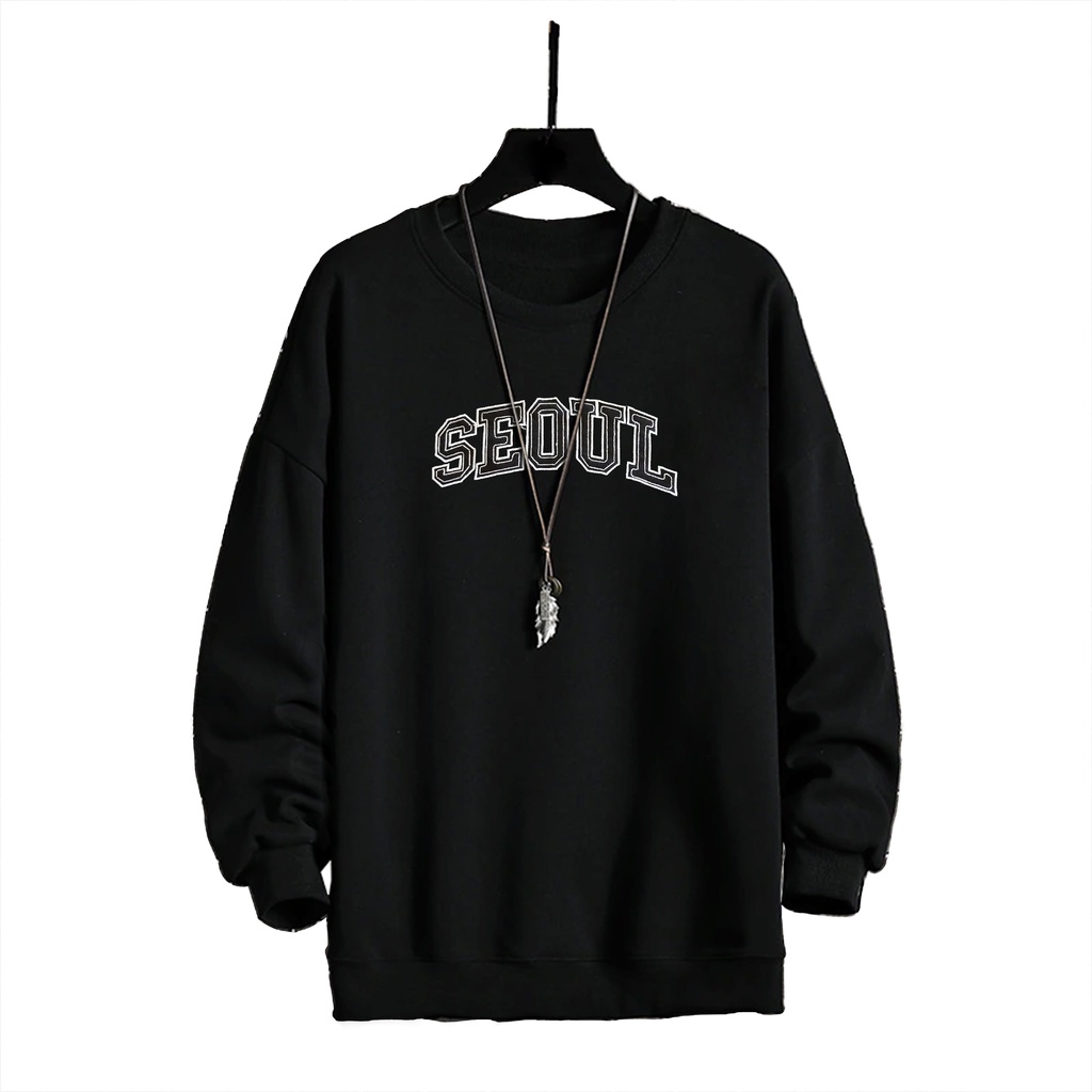 Sweater crewneck pria SEOUL sweter cowok cewek basic murah