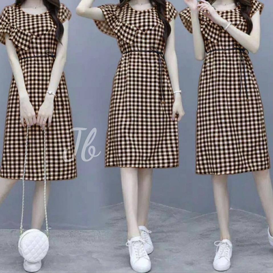 ➸ FWG - DRES AULIA KOTAK / DRESS WANITA / DRESS KOTAK TANGAN VARIASI / MINI DRESS / DRESS CANTIK KOR