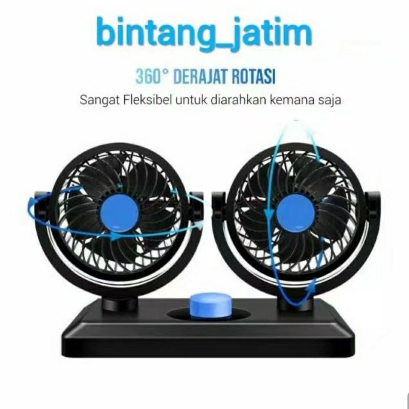 Kipas Angin Mobil Head Fan 12v Double DC Rotasi 360 Derajat