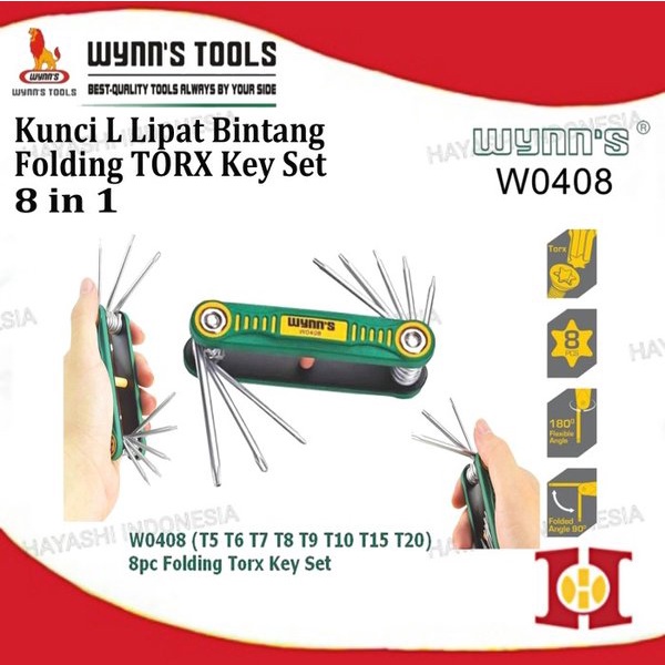 Kunci L Lipat Type Bintang / Torx - Wynns W0408