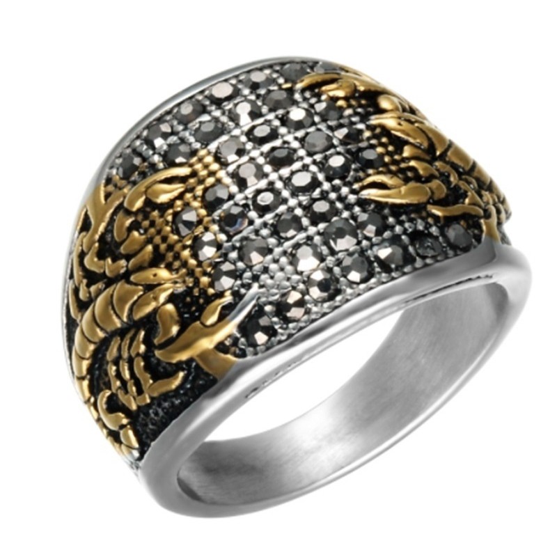 SEUSUK  Cincin Motif Kalajengking Warna Gold Gaya Punk Vintage untuk Pria